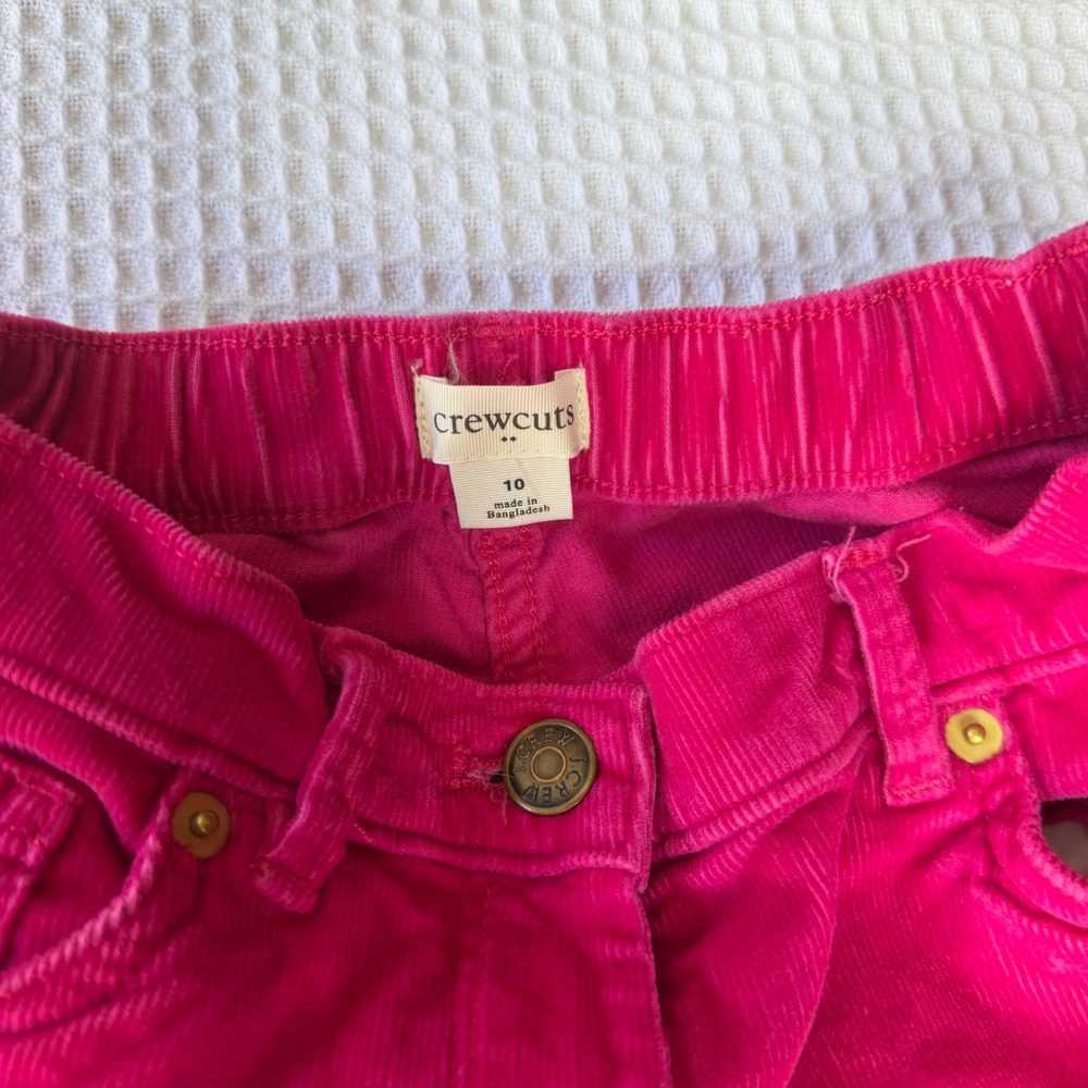 Crewcuts J Crew Girls Pink Corduroy Pants Size 10 Elastic Waist Slim Fit Leg - Picture 3 of 7